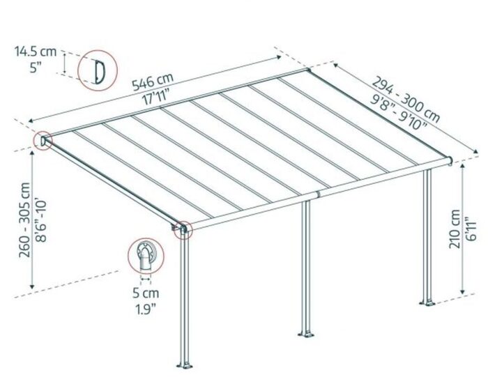 Terrasstak Olympia 16,1 m² Antracit Canopia by Palram